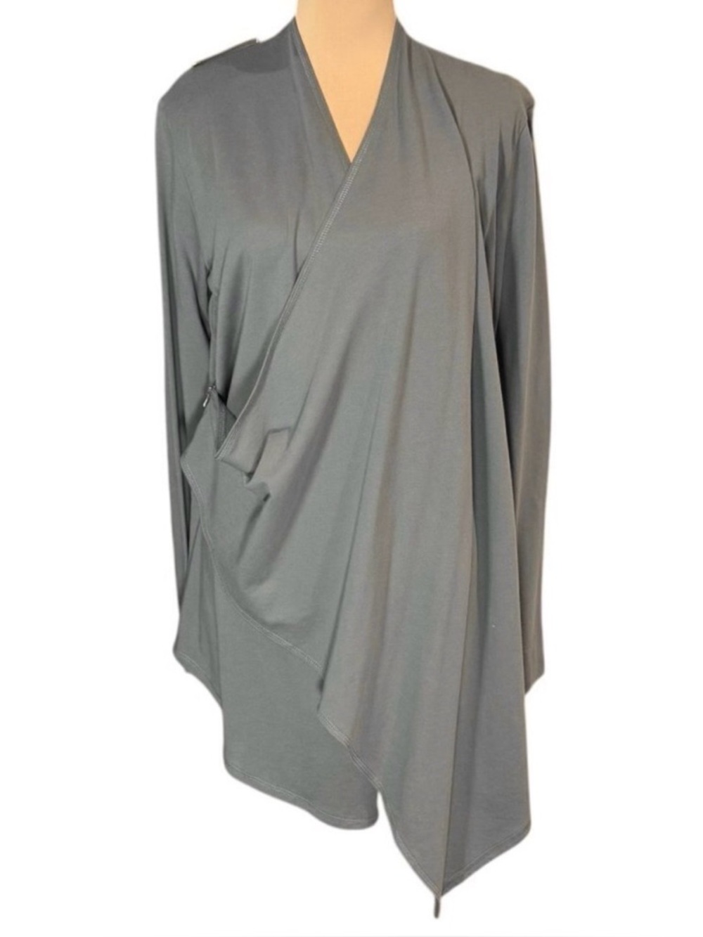 NWT 3-Way Cardigan Fleece Sz.M Gray Oversized Longline Minimalist Athleisure